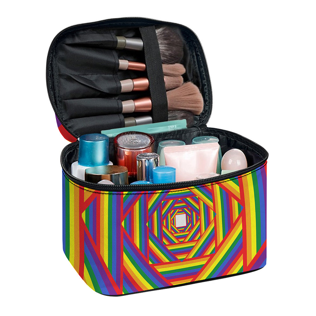 Abstract Rainbow LGBT Stripes Print Travel Makeup Bag