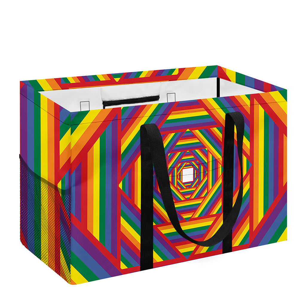 Abstract Rainbow LGBT Stripes Print Utility Tote Bag
