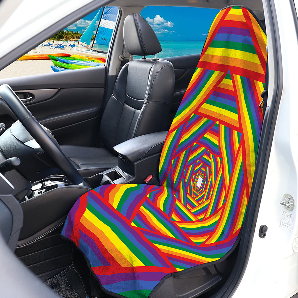Abstract Rainbow LGBT Stripes Print Waterproof Car Seat Cover
