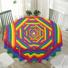 Abstract Rainbow LGBT Stripes Print Waterproof Round Tablecloth