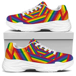 Abstract Rainbow LGBT Stripes Print White Chunky Shoes
