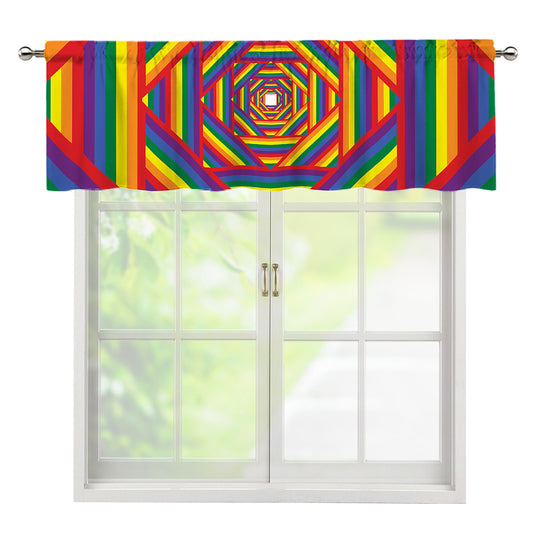 Abstract Rainbow LGBT Stripes Print Window Valance