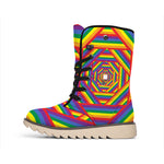 Abstract Rainbow LGBT Stripes Print Winter Boots