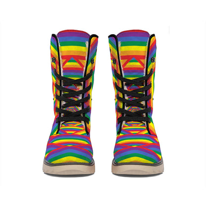 Abstract Rainbow LGBT Stripes Print Winter Boots
