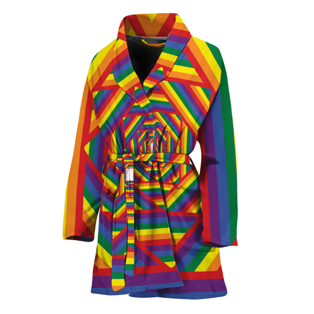 Abstract Rainbow LGBT Stripes Print Women's Bathrobe