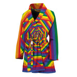 Abstract Rainbow LGBT Stripes Print Women's Bathrobe