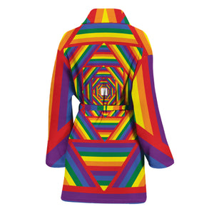 Abstract Rainbow LGBT Stripes Print Women's Bathrobe