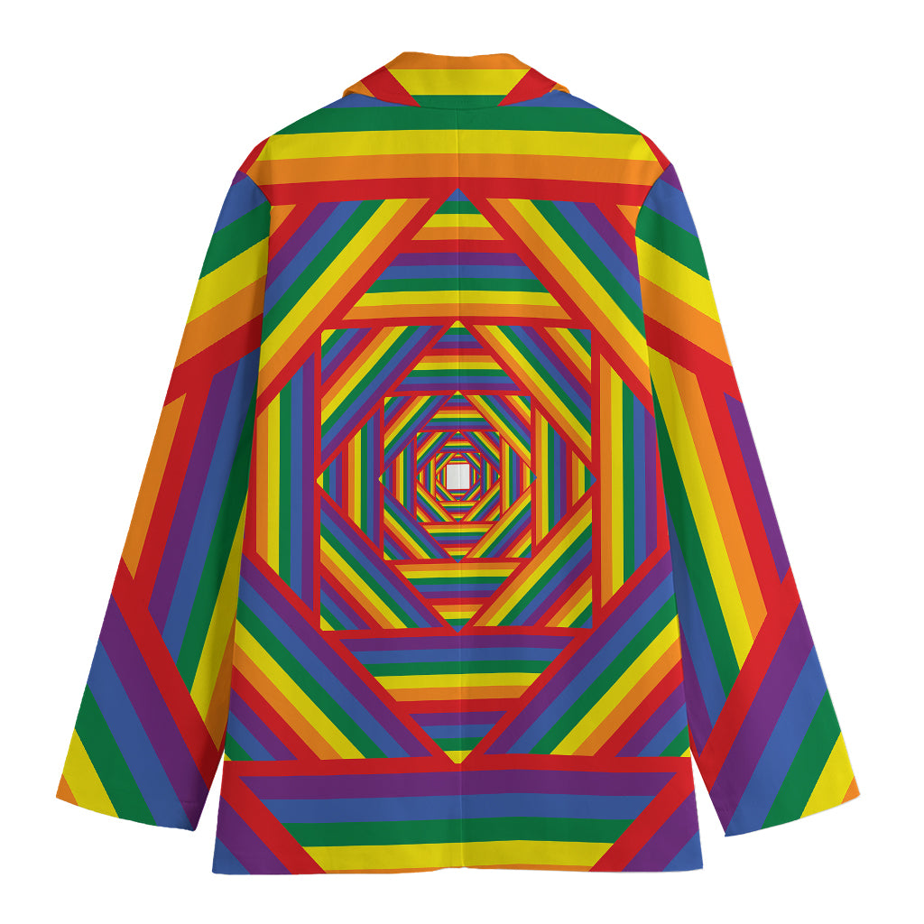 Abstract Rainbow LGBT Stripes Print Women's Blazer