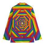 Abstract Rainbow LGBT Stripes Print Women's Blazer