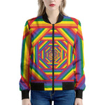 Abstract Rainbow LGBT Stripes Print Women's Bomber Jacket