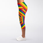 Abstract Rainbow LGBT Stripes Print Women's Capri Leggings