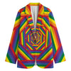 Abstract Rainbow LGBT Stripes Print Women's Cotton Blazer