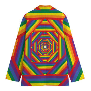 Abstract Rainbow LGBT Stripes Print Women's Cotton Blazer