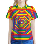 Abstract Rainbow LGBT Stripes Print Women's Polo Shirt