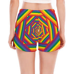 Abstract Rainbow LGBT Stripes Print Women's Split Running Shorts