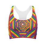 Abstract Rainbow LGBT Stripes Print Women's Sports Bra