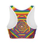 Abstract Rainbow LGBT Stripes Print Women's Sports Bra