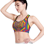 Abstract Rainbow LGBT Stripes Print Women's Sports Bra