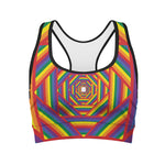 Abstract Rainbow LGBT Stripes Print Women's Sports Bra