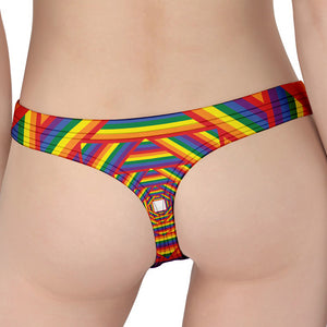 Abstract Rainbow LGBT Stripes Print Women's Thong