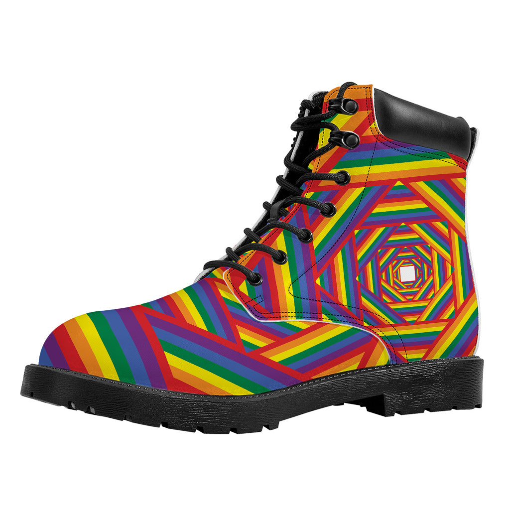 Abstract Rainbow LGBT Stripes Print Work Boots