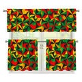 Abstract Reggae Pattern Print 3 Piece Kitchen Curtains
