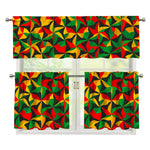 Abstract Reggae Pattern Print 3 Piece Kitchen Curtains