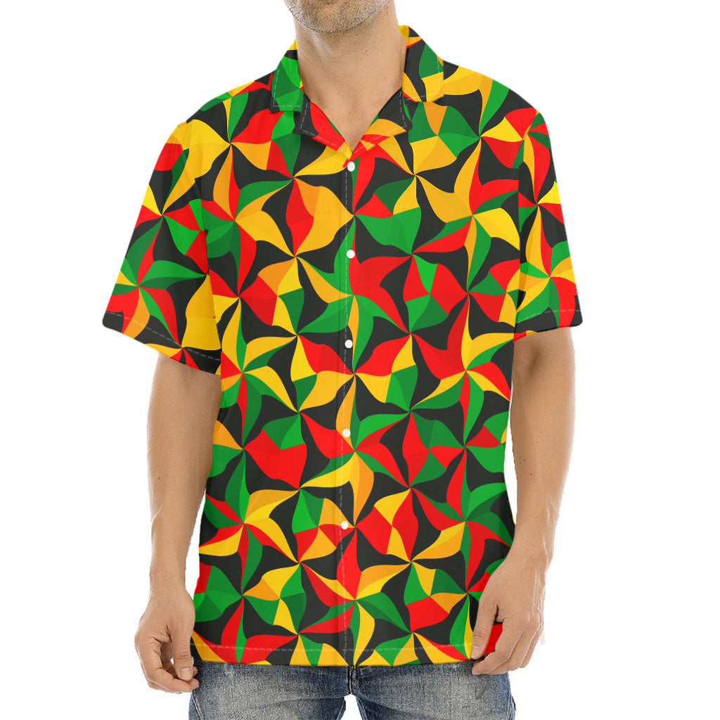 Abstract Reggae Pattern Print Aloha Shirt