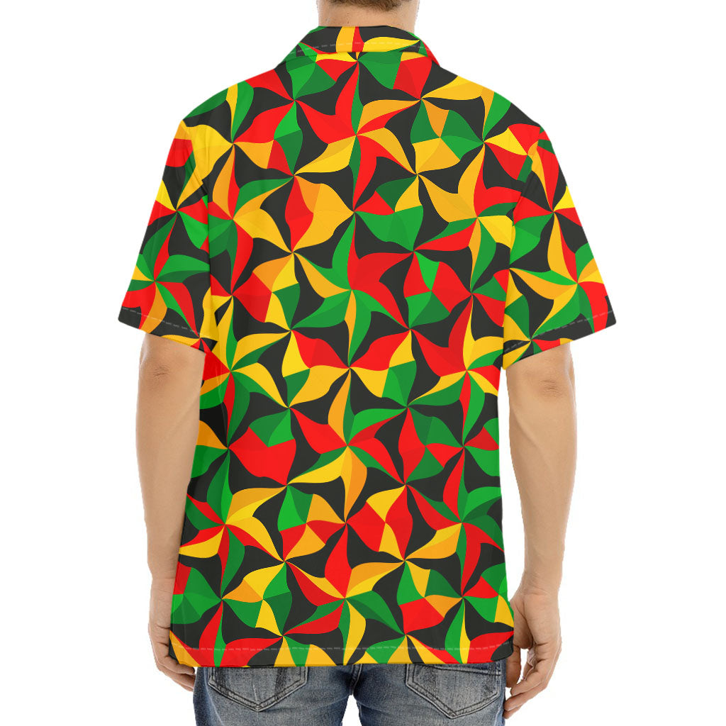 Abstract Reggae Pattern Print Aloha Shirt
