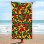 Abstract Reggae Pattern Print Beach Towel