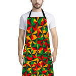 Abstract Reggae Pattern Print Bib Apron With Pocket