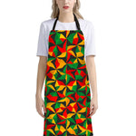 Abstract Reggae Pattern Print Bib Apron With Pocket