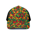 Abstract Reggae Pattern Print Black Mesh Trucker Hat