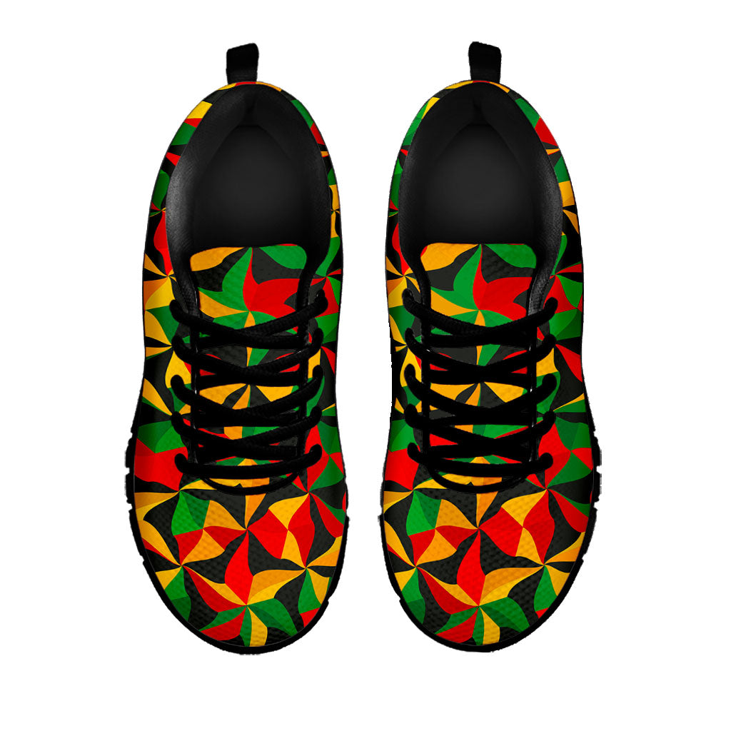 Abstract Reggae Pattern Print Black Running Shoes