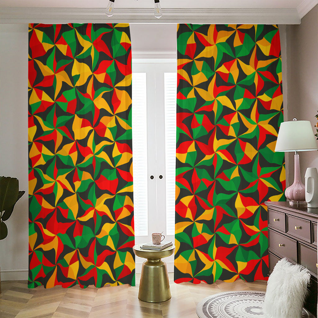 Abstract Reggae Pattern Print Blackout Pencil Pleat Curtains