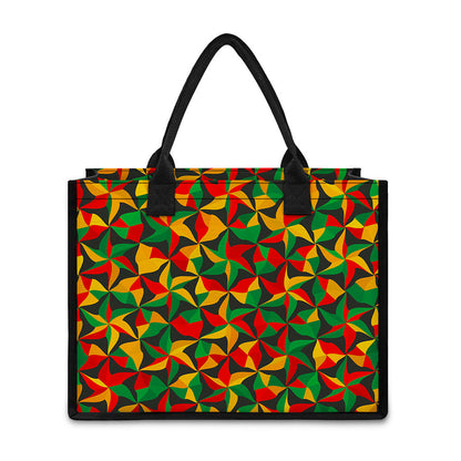 Abstract Reggae Pattern Print Canvas Tote Bag