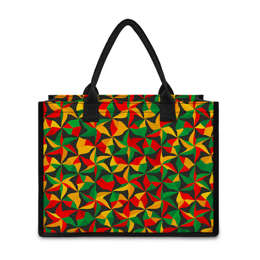 Abstract Reggae Pattern Print Canvas Tote Bag