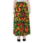 Abstract Reggae Pattern Print Chiffon Maxi Skirt