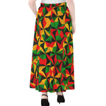 Abstract Reggae Pattern Print Chiffon Maxi Skirt