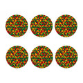 Abstract Reggae Pattern Print Coaster Set
