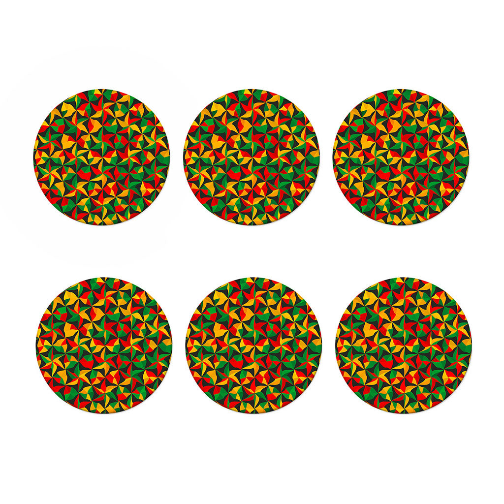 Abstract Reggae Pattern Print Coaster Set