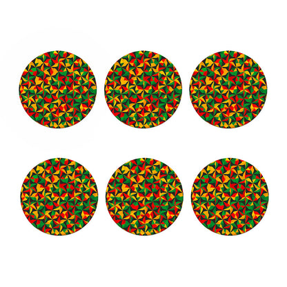 Abstract Reggae Pattern Print Coaster Set