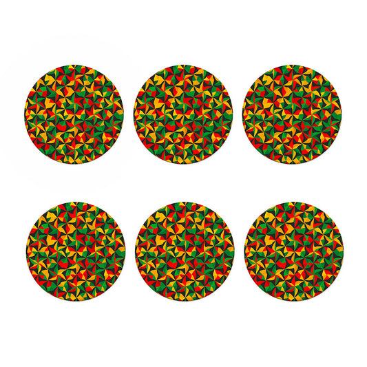 Abstract Reggae Pattern Print Coaster Set