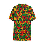 Abstract Reggae Pattern Print Cotton Hawaiian Shirt