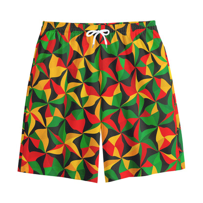 Abstract Reggae Pattern Print Cotton Shorts