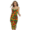 Abstract Reggae Pattern Print Cross Back Cami Dress