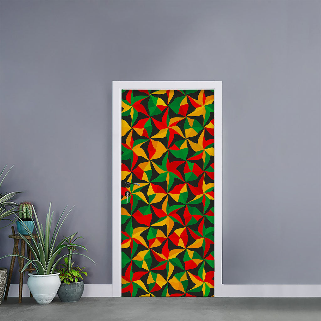 Abstract Reggae Pattern Print Door Sticker