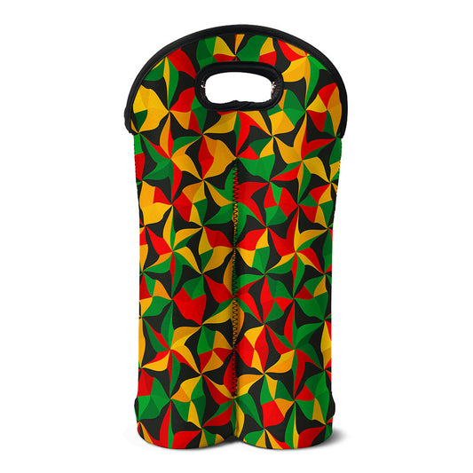 Abstract Reggae Pattern Print Double Neoprene Wine Tote