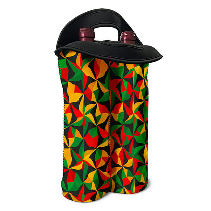 Abstract Reggae Pattern Print Double Neoprene Wine Tote