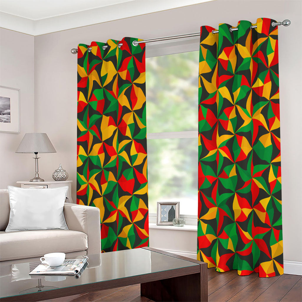 Abstract Reggae Pattern Print Extra Wide Grommet Curtains